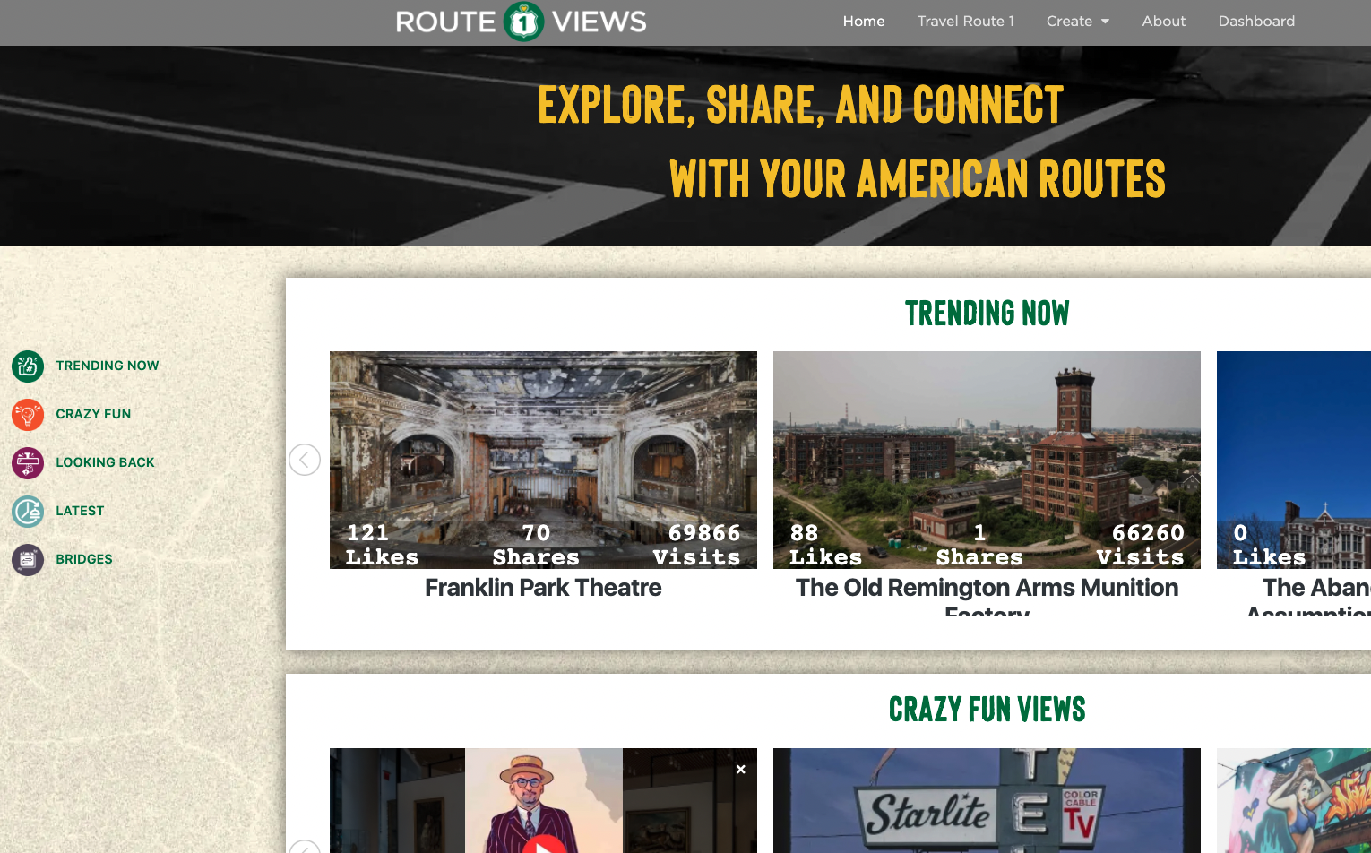 Route one views website